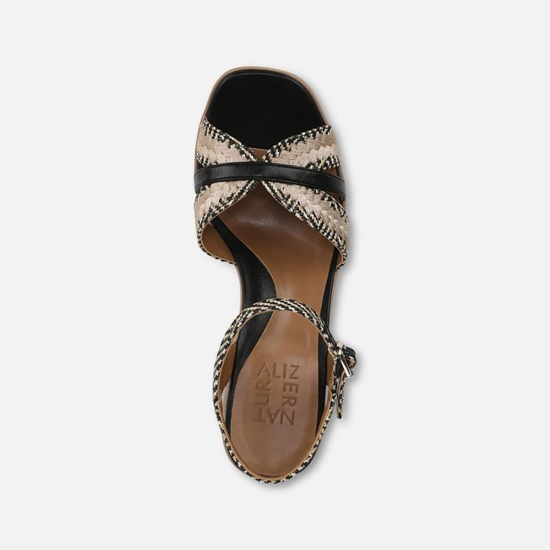 Naturalizer Women's Katalina Platform Sandal - Black / Tan Weave Fabric