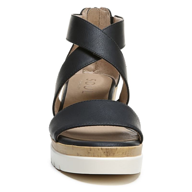 Naturalizer Women's Soul Goodtimes Wedge Sandal - Black Synthetic