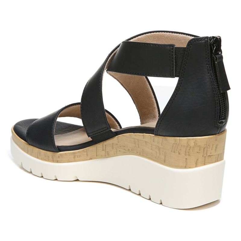 Naturalizer Women's Soul Goodtimes Wedge Sandal - Black Synthetic