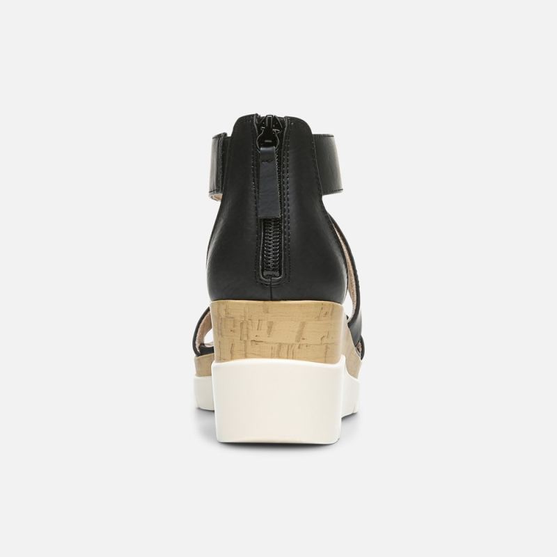 Naturalizer Women's Soul Goodtimes Wedge Sandal - Black Synthetic