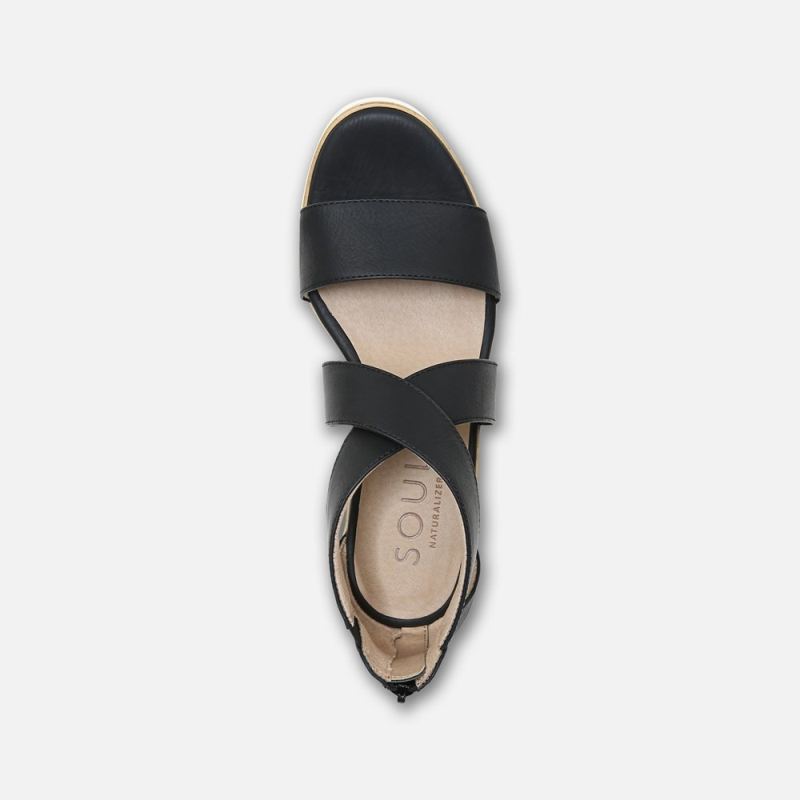 Naturalizer Women's Soul Goodtimes Wedge Sandal - Black Synthetic