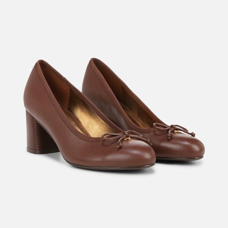 Naturalizer Women's Sienna Block Heel Pump - Cappuccino Brown Leather