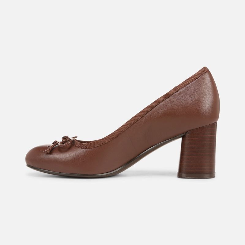 Naturalizer Women's Sienna Block Heel Pump - Cappuccino Brown Leather
