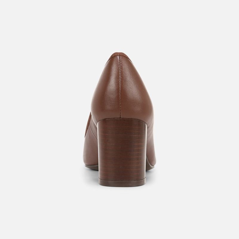 Naturalizer Women's Sienna Block Heel Pump - Cappuccino Brown Leather