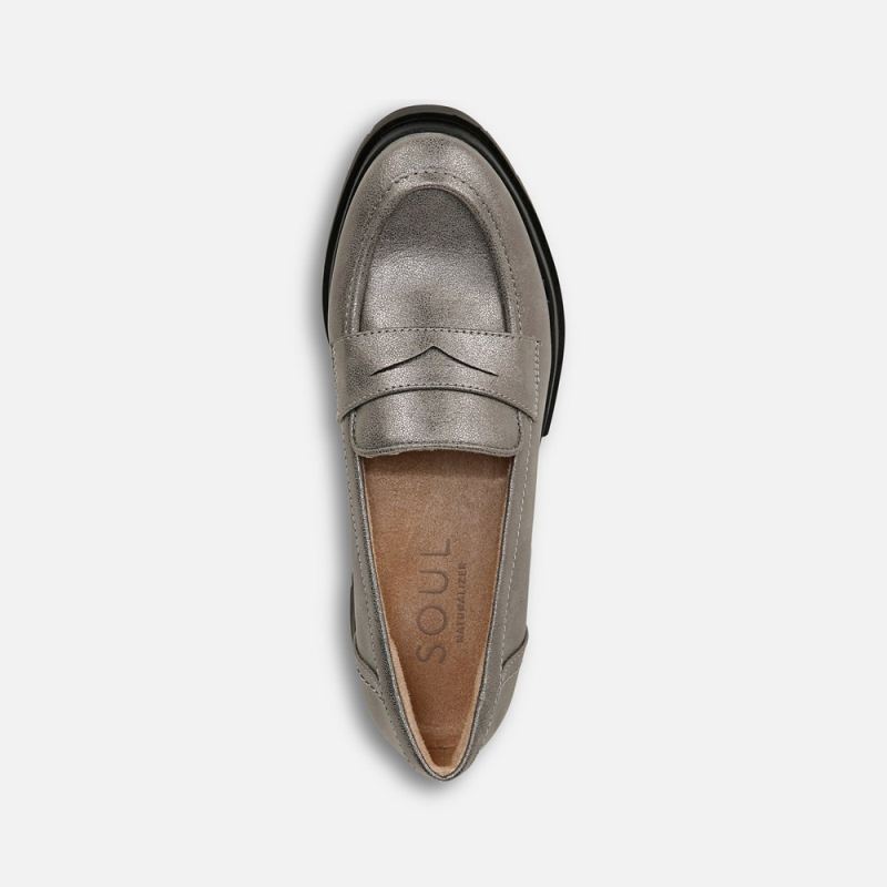 Naturalizer Women's SOUL Ophelia Lug Sole Loafer - Pewter Faux Leather