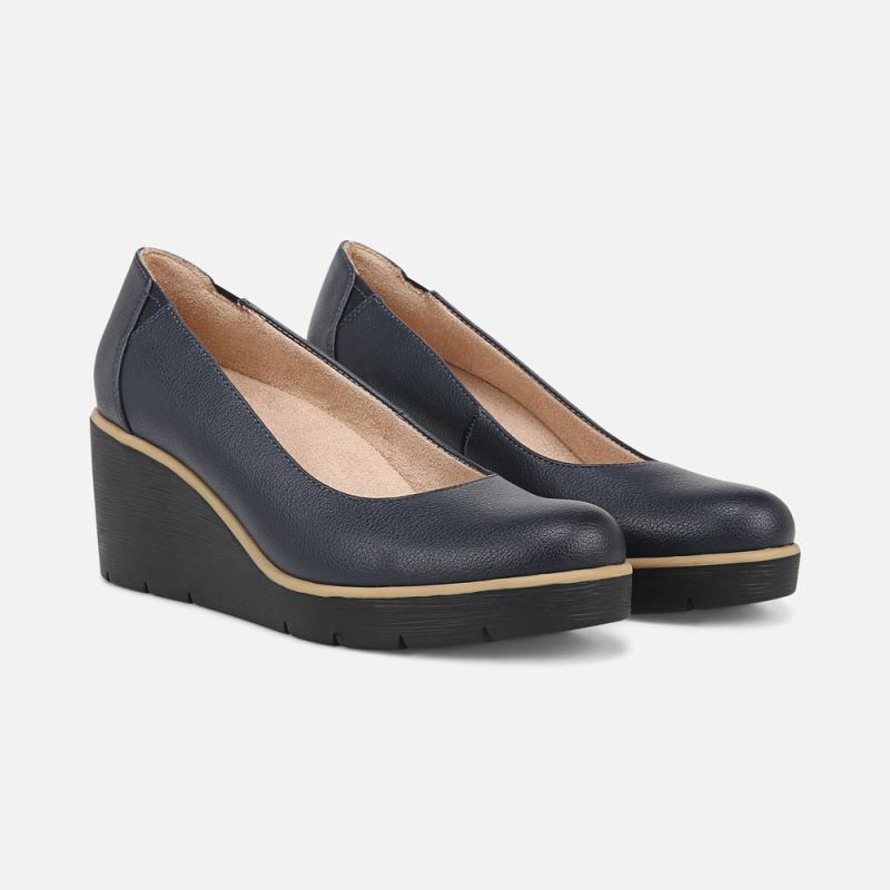 Naturalizer Women's SOUL About Time Wedge Pump - Navy Faux Leather