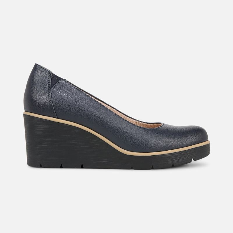 Naturalizer Women's SOUL About Time Wedge Pump - Navy Faux Leather