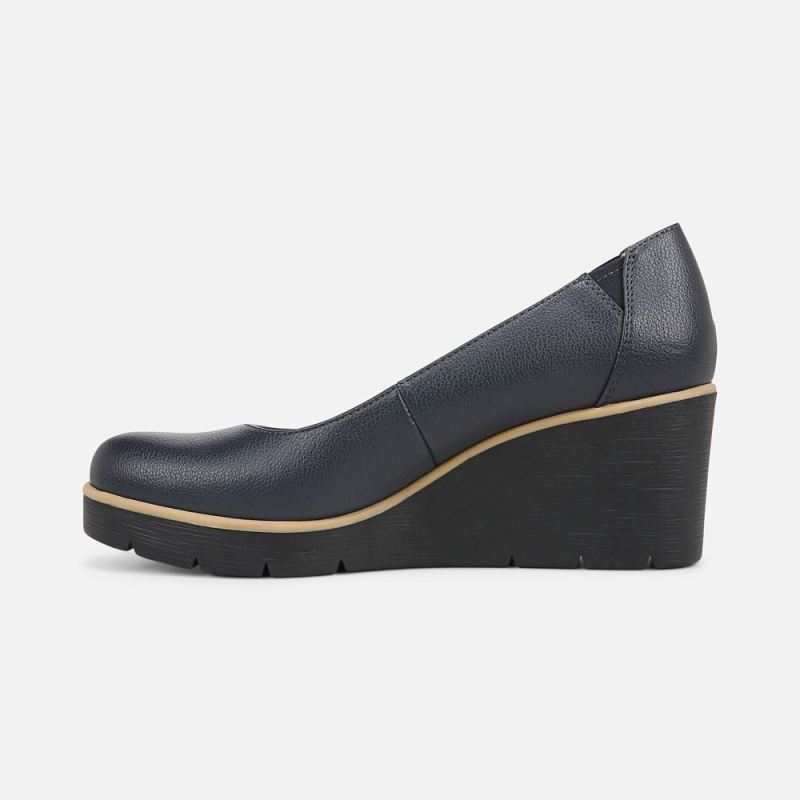 Naturalizer Women's SOUL About Time Wedge Pump - Navy Faux Leather