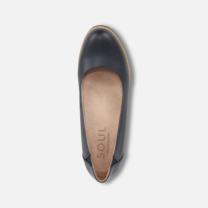 Naturalizer Women's SOUL About Time Wedge Pump - Navy Faux Leather