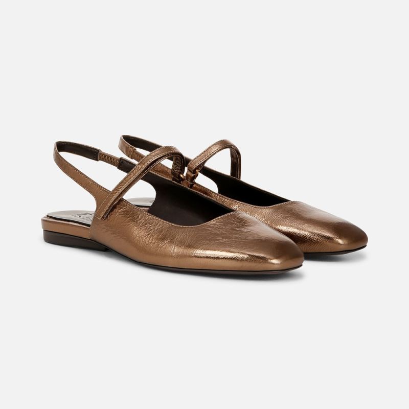 Naturalizer Women's Connie Mary Jane Slingback Flat - Old Gold Leather
