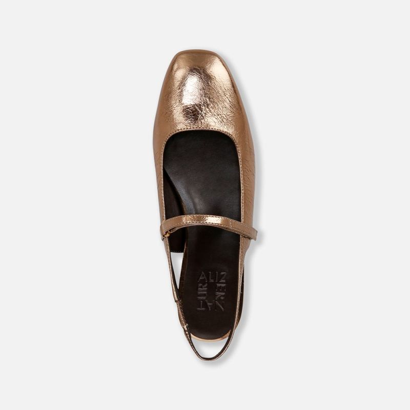 Naturalizer Women's Connie Mary Jane Slingback Flat - Old Gold Leather