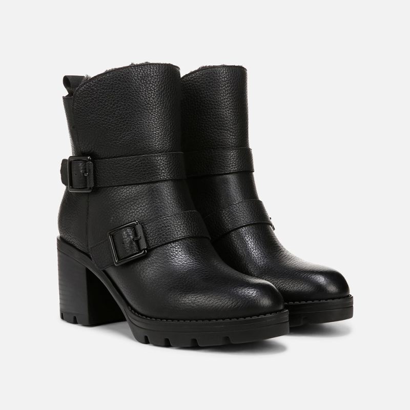 Naturalizer Women's Verney Moto Water Repellent Bootie - Black Leather