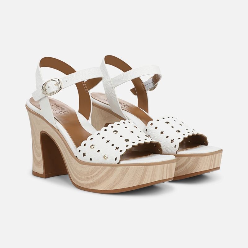 Naturalizer Women's Kira Platform Sandal - White Faux Leather