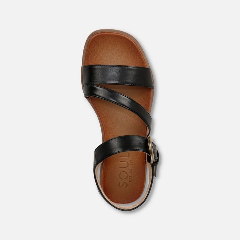Naturalizer Women's SOUL Jayvee Sandal - Black Faux Leather