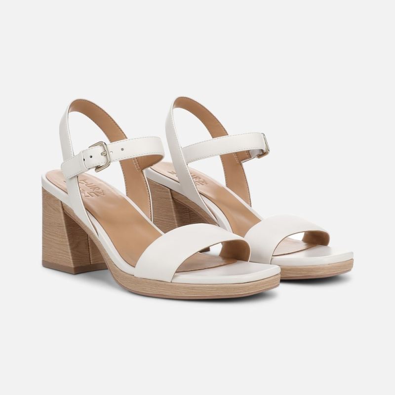 Naturalizer Women's Rose Block Heel Sandal - Warm White Leather