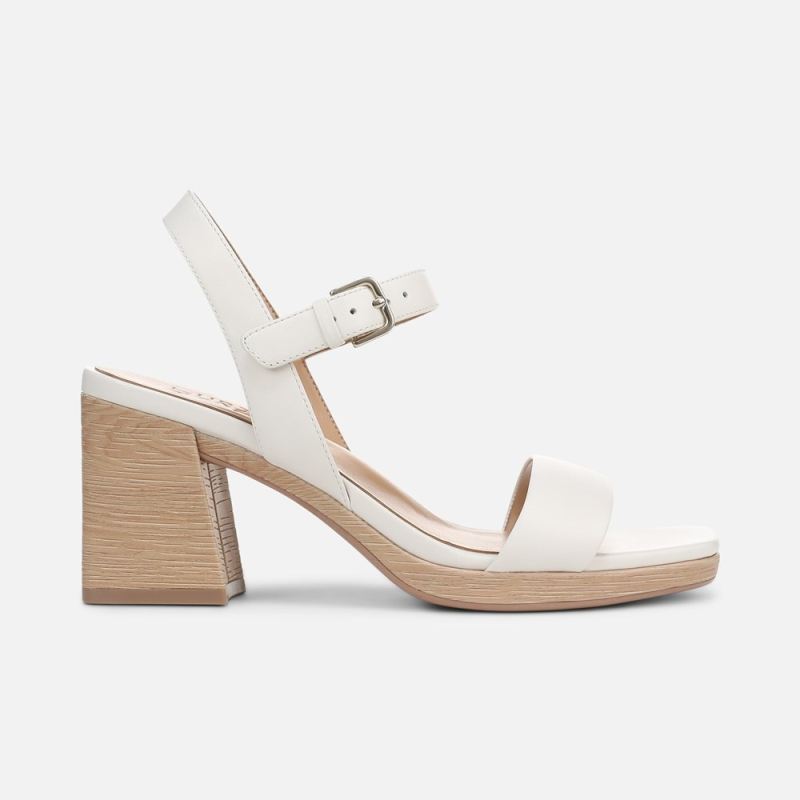 Naturalizer Women's Rose Block Heel Sandal - Warm White Leather