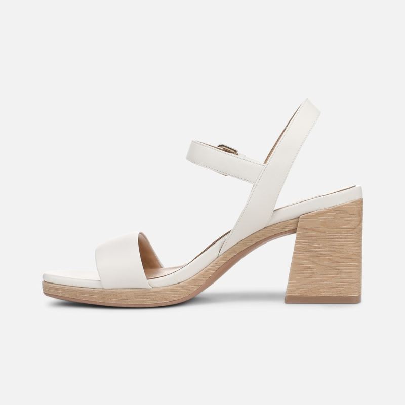 Naturalizer Women's Rose Block Heel Sandal - Warm White Leather