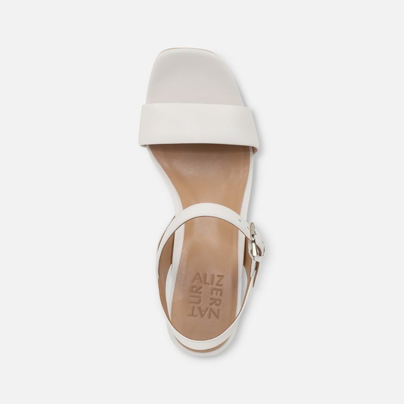 Naturalizer Women's Rose Block Heel Sandal - Warm White Leather