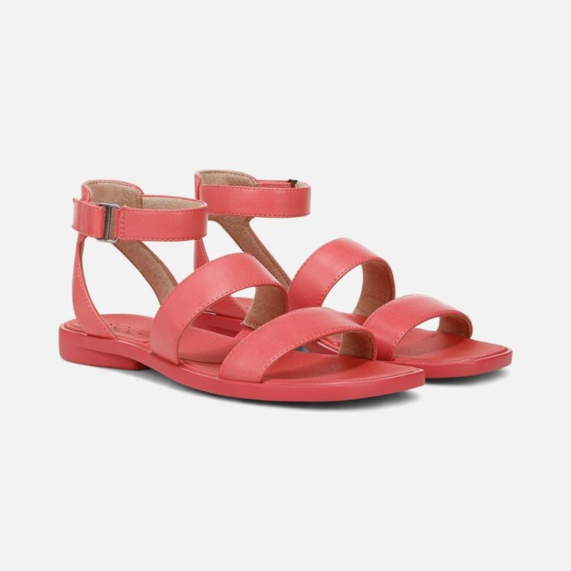 Naturalizer Women's SOUL Fiesta Strappy Sandal - Coral Faux Leather