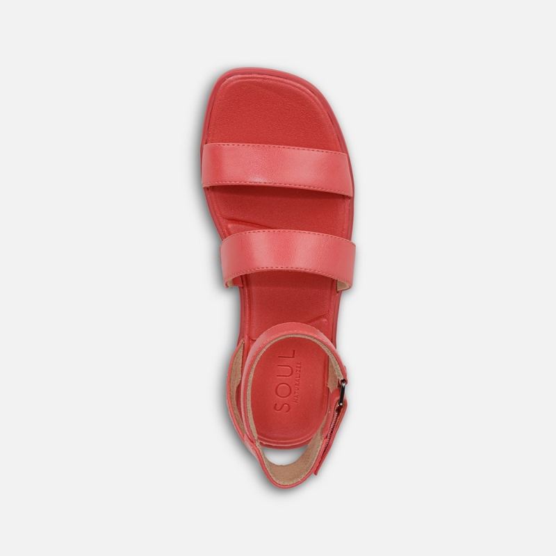 Naturalizer Women's SOUL Fiesta Strappy Sandal - Coral Faux Leather
