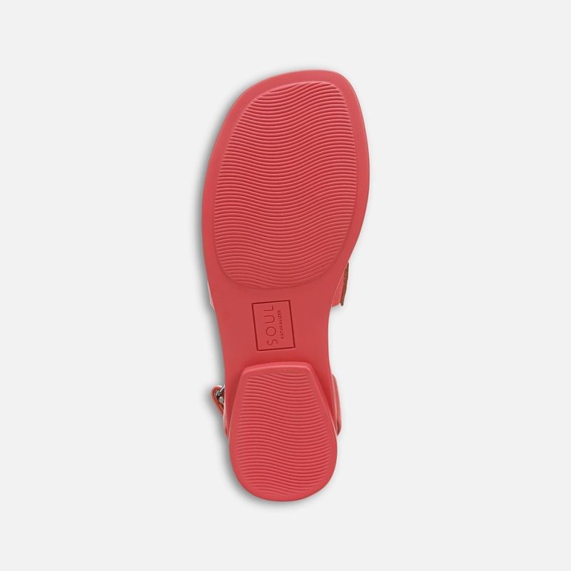 Naturalizer Women's SOUL Fiesta Strappy Sandal - Coral Faux Leather