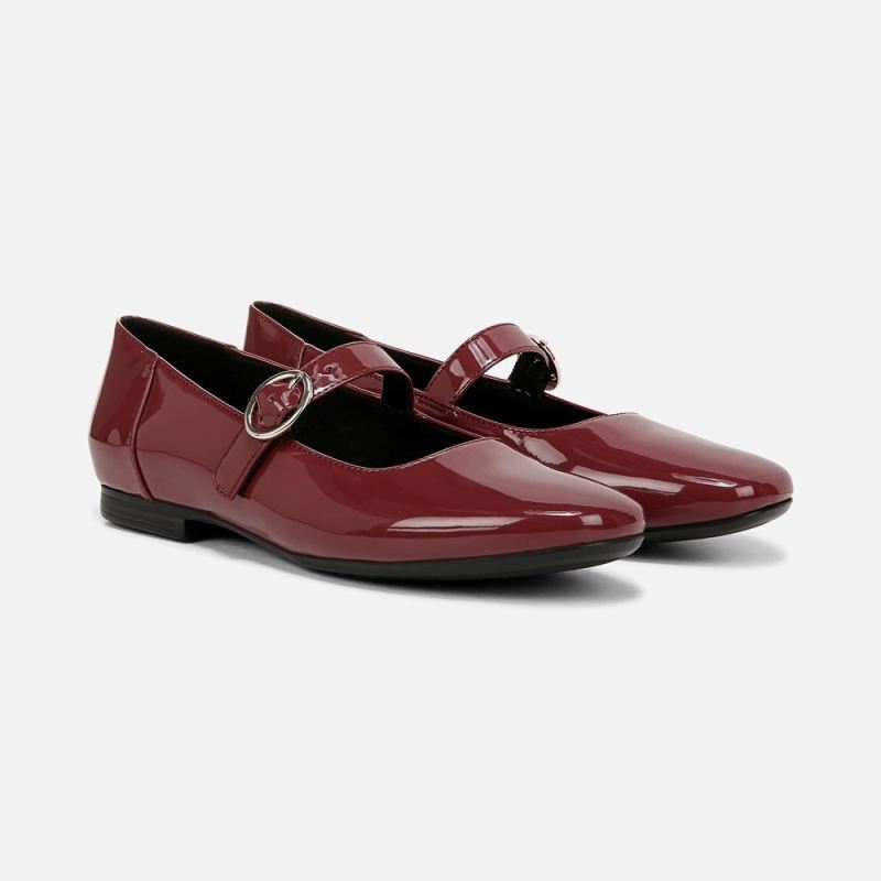 Naturalizer Women's Kelly Mary Jane Flat - Cranberry Faux Leather
