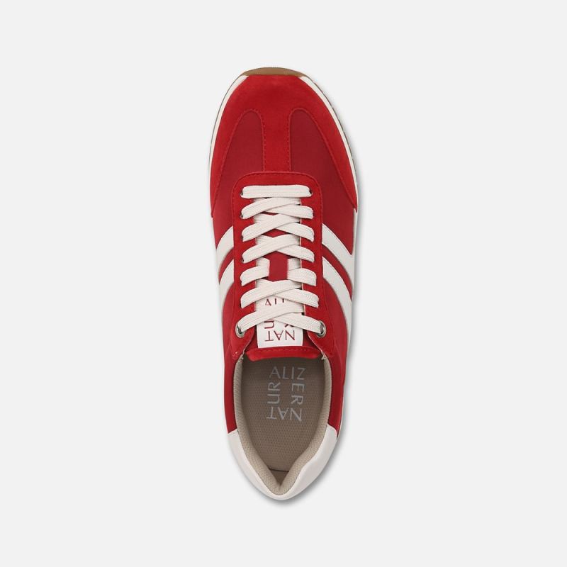 Naturalizer Women's Lorena Lace Up Sneaker - Deep Red Fabric \u0026 Suede