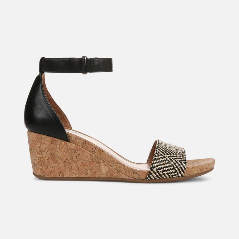 Naturalizer Women's Areda Wedge Sandal - Black Basket Weave Faux Leather