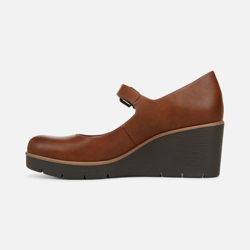 Naturalizer Women's SOUL Adore Mary Jane Wedge - Toffee Brown Faux Leather