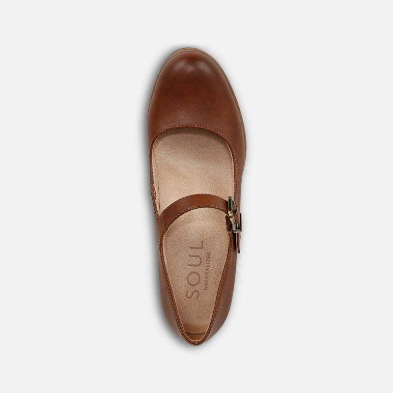 Naturalizer Women's SOUL Adore Mary Jane Wedge - Toffee Brown Faux Leather