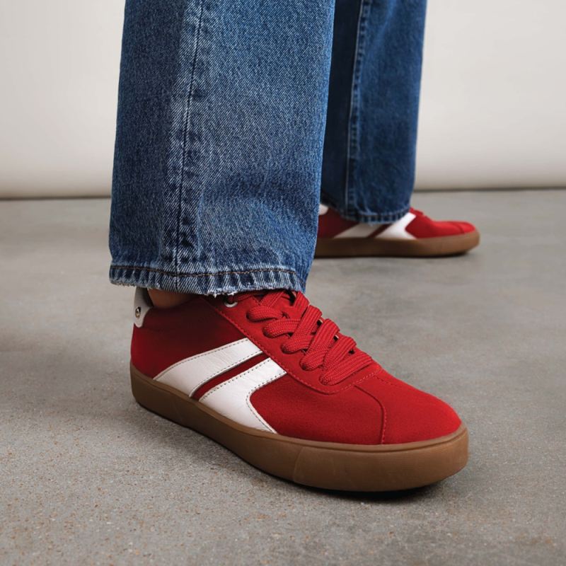 Naturalizer Women's Medina Lace Up Sneaker - Crimson Red Suede