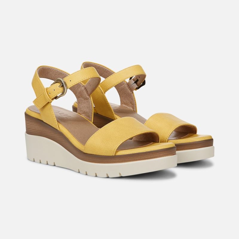 Naturalizer Women's SOUL Graciela Wedge Sandal - Yellow Faux Leather