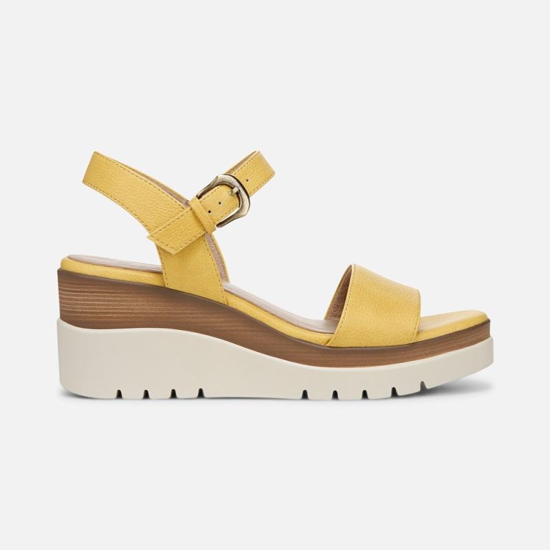 Naturalizer Women's SOUL Graciela Wedge Sandal - Yellow Faux Leather