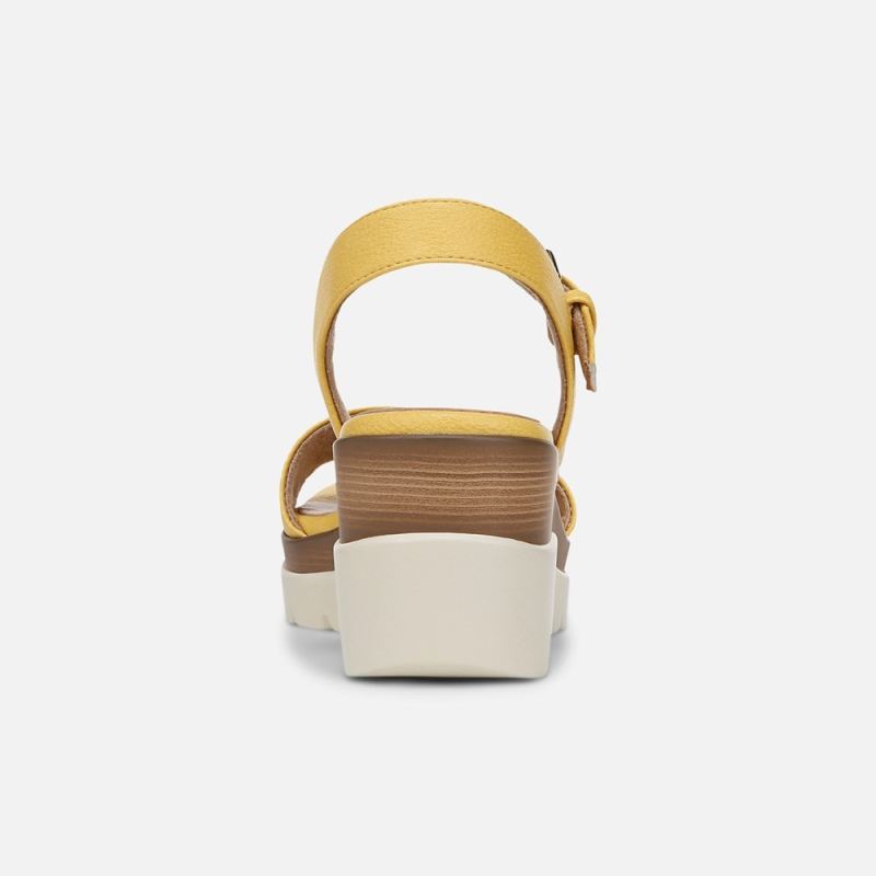 Naturalizer Women's SOUL Graciela Wedge Sandal - Yellow Faux Leather