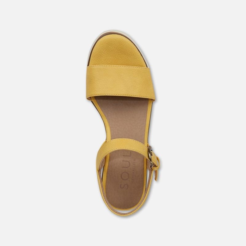 Naturalizer Women's SOUL Graciela Wedge Sandal - Yellow Faux Leather