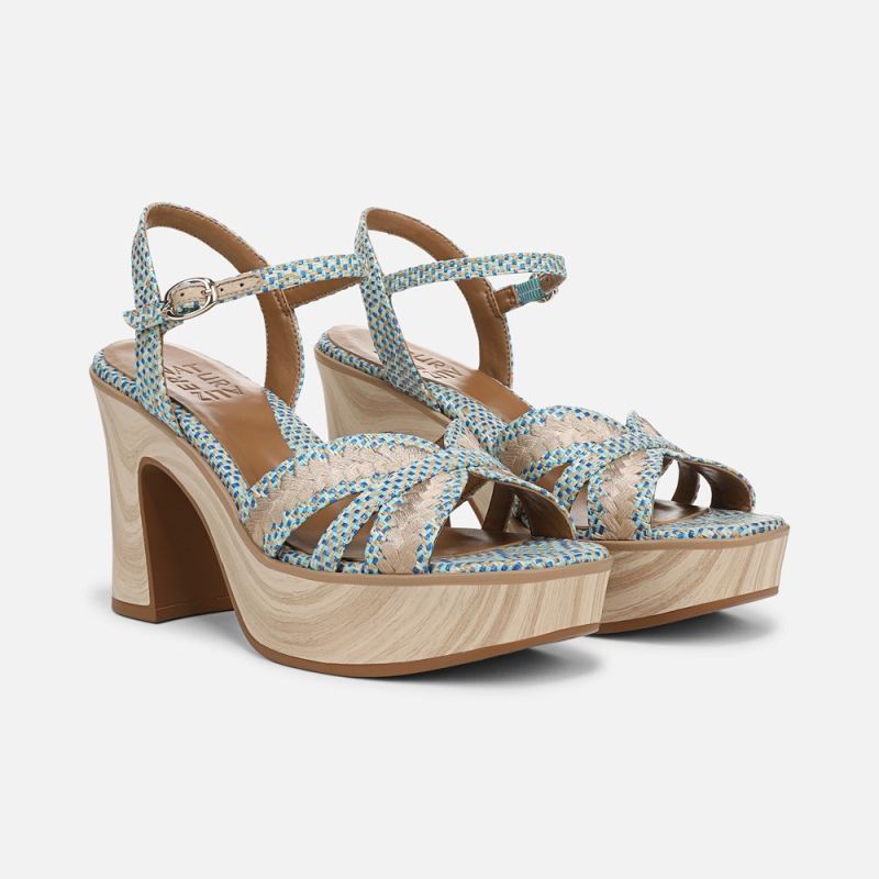 Naturalizer Women's Katalina Platform Sandal - Blue Weave Fabric