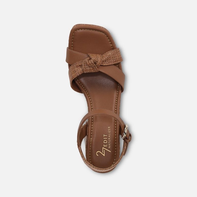 Naturalizer Women's 27 EDIT Peyton Platform Sandal - English Tea Brown Fabric