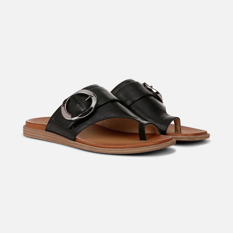 Naturalizer Women's SOUL Joanie Slide Sandal - Black Faux Leather