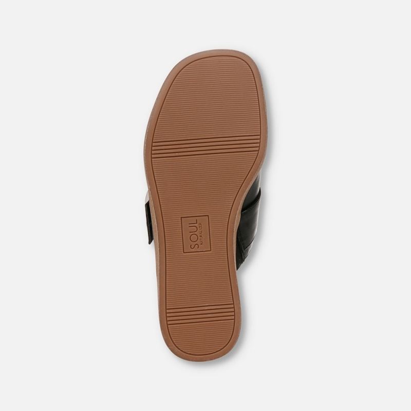 Naturalizer Women's SOUL Joanie Slide Sandal - Black Faux Leather