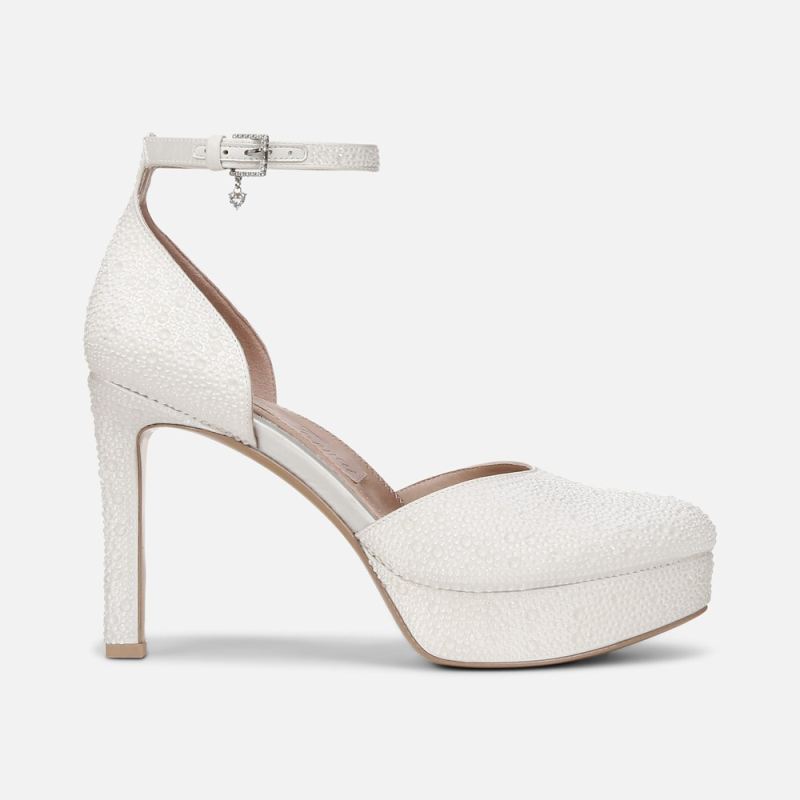 Naturalizer Women's Rak Ankle Strap Dress Shoe - Silk White Fabric