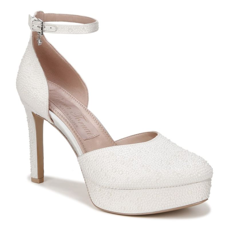 Naturalizer Women's Rak Ankle Strap Dress Shoe - Silk White Fabric