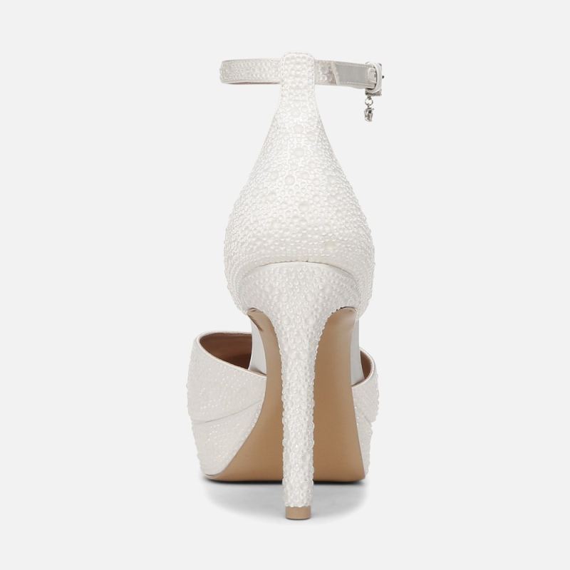 Naturalizer Women's Rak Ankle Strap Dress Shoe - Silk White Fabric