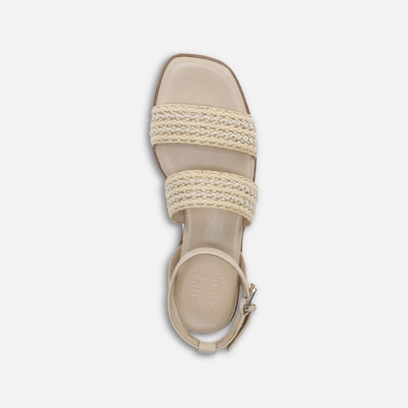 Naturalizer Women's Gana Strappy Sandal - Coastal Tan Faux Straw Fabric