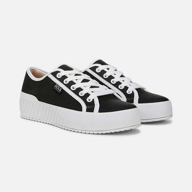 Naturalizer Women's SOUL Iliana Lace Up Sneaker - Black Faux Leather