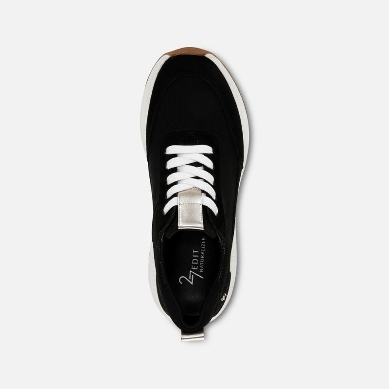 Naturalizer Women's 27 EDIT Brooke Lace-up Sneaker - Black Leather \u0026 Mesh