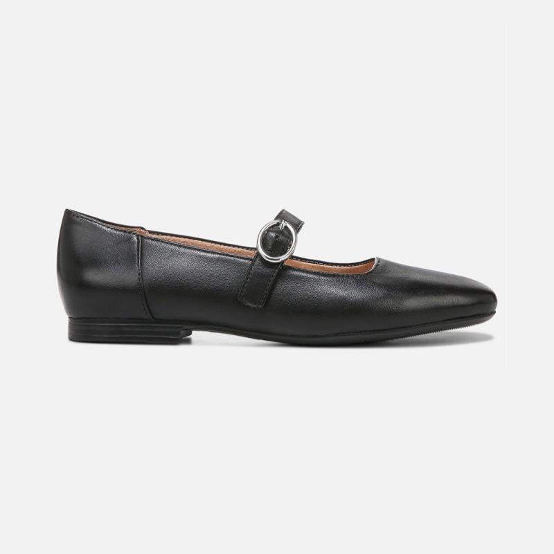 Naturalizer Women's Kelly Mary Jane Flat - Black Leather