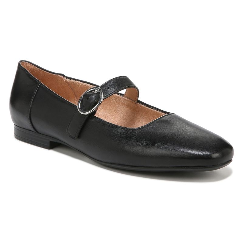 Naturalizer Women's Kelly Mary Jane Flat - Black Leather