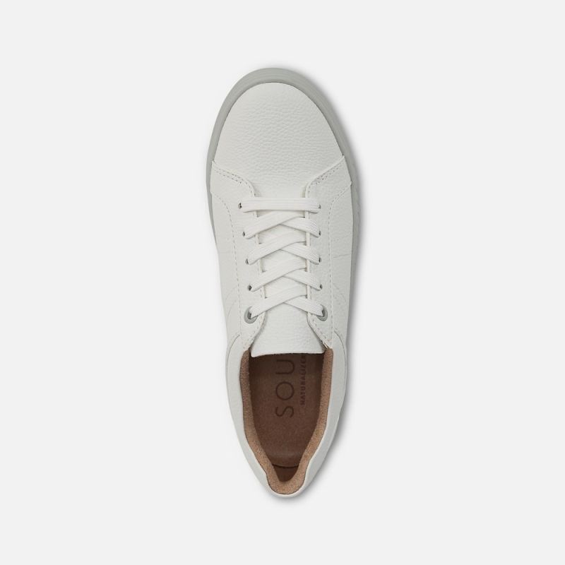 Naturalizer Women's SOUL Neela Sneaker - White / Mist Grey Faux Leather
