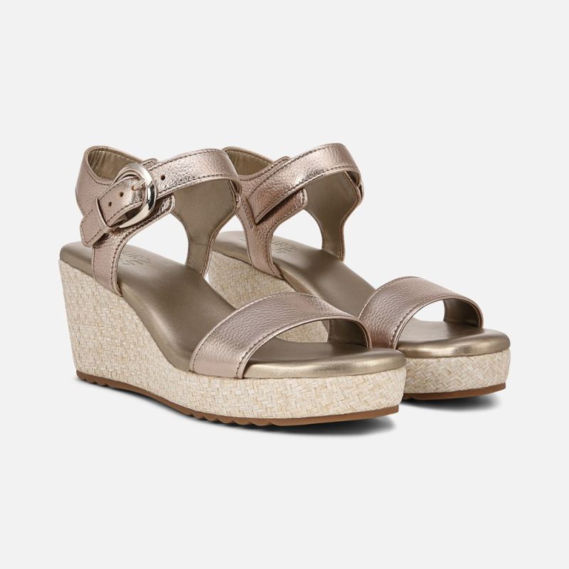 Naturalizer Women's Stella Wedge Sandal - Warm Silver Leather