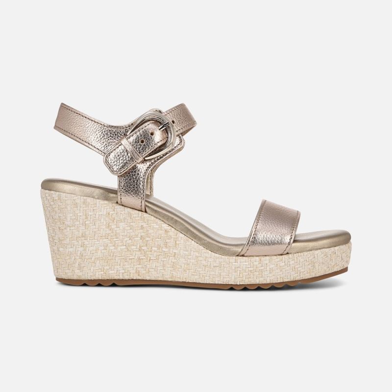 Naturalizer Women's Stella Wedge Sandal - Warm Silver Leather